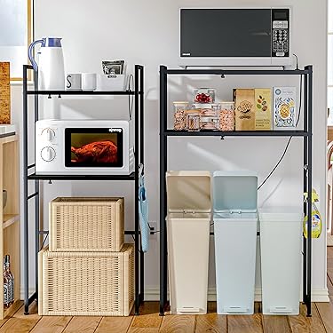 外箱傷の為格安⭐️新品 キッチンラック 調整可能 おしゃれ コンセント付き 黒 外箱傷の為格安⭐️新品 キッチンラック 調整可能 おしゃれ